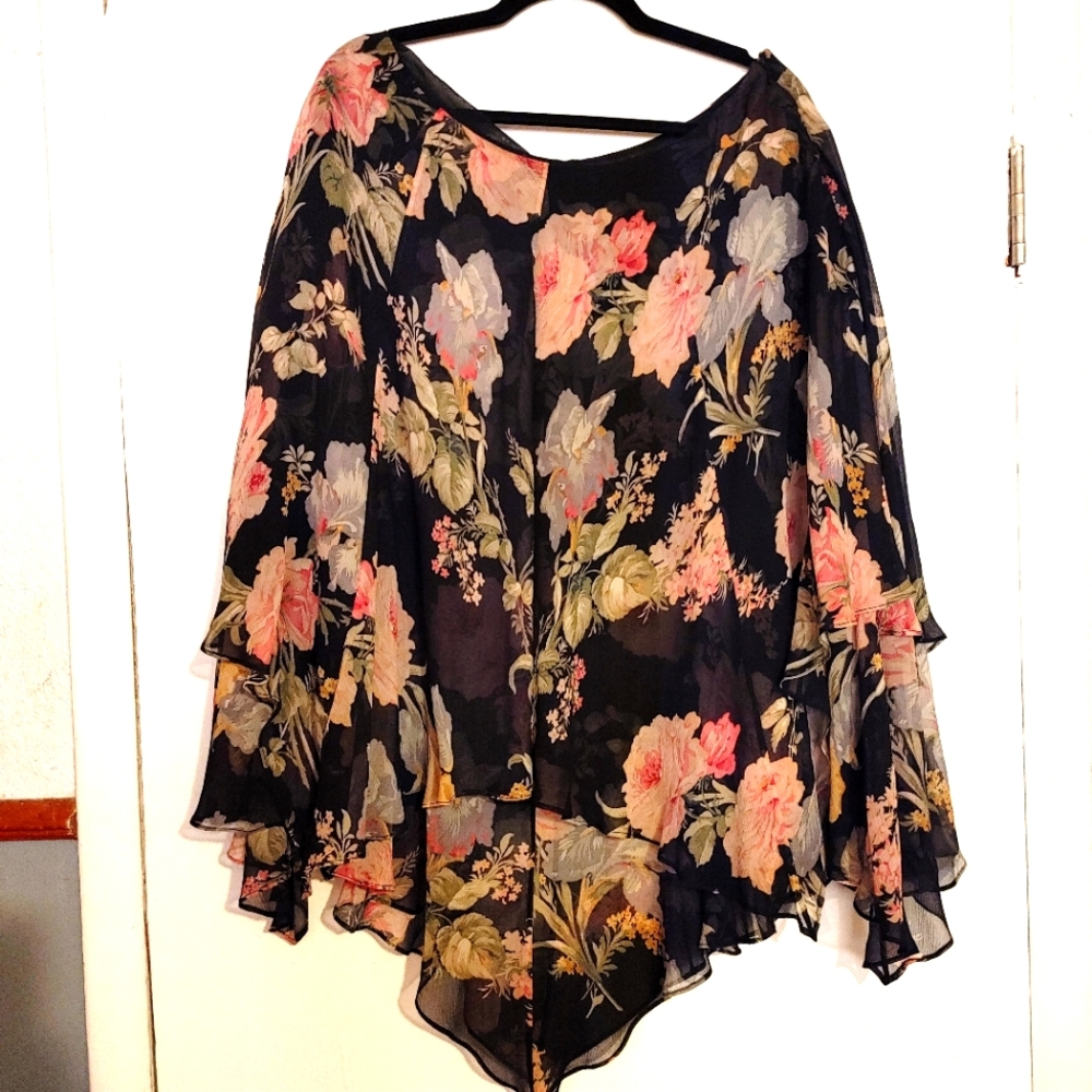 Lauren Ralph Lauren 100% Silk Asymmetrical Floral Skirt Size 12P
